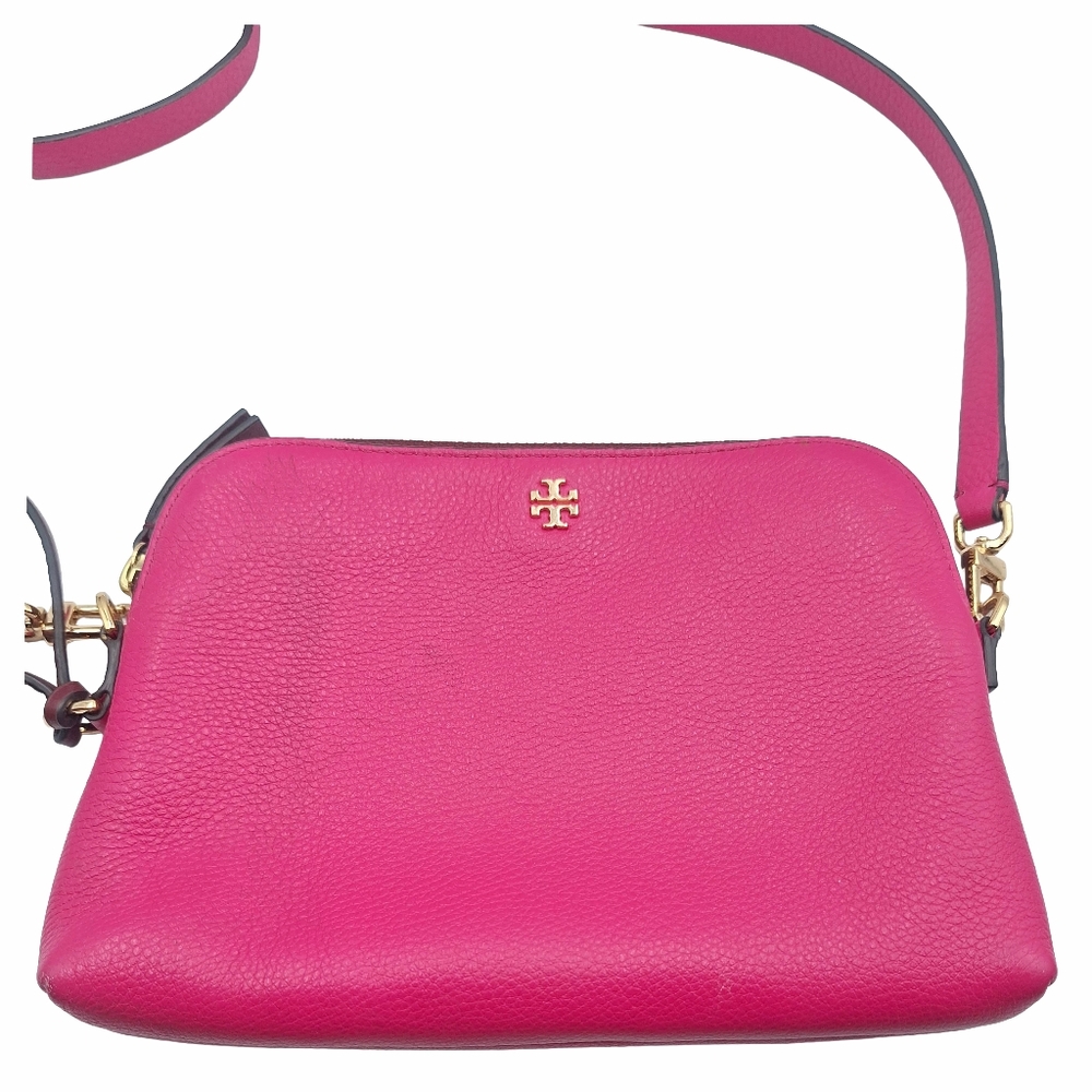 Tory Burch Pebbled Leather Crossbody Peace Bag - Picture 2 of 11